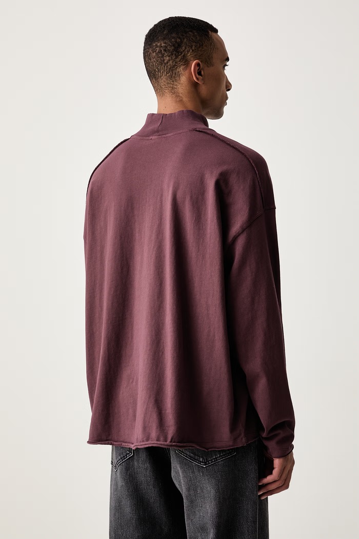 Odzież American Vintage longsleeve męski bawełniany MAFO02F bordowy