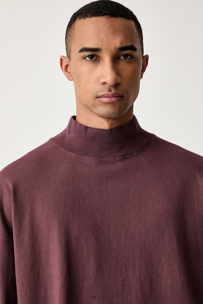 American Vintage longsleeve męski bawełniany bordowy MAFO02F