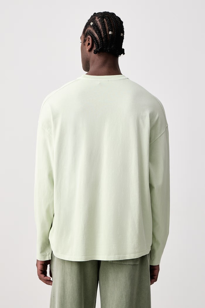 Odzież American Vintage Longsleeve męski bawełniany MAFO02E zielony