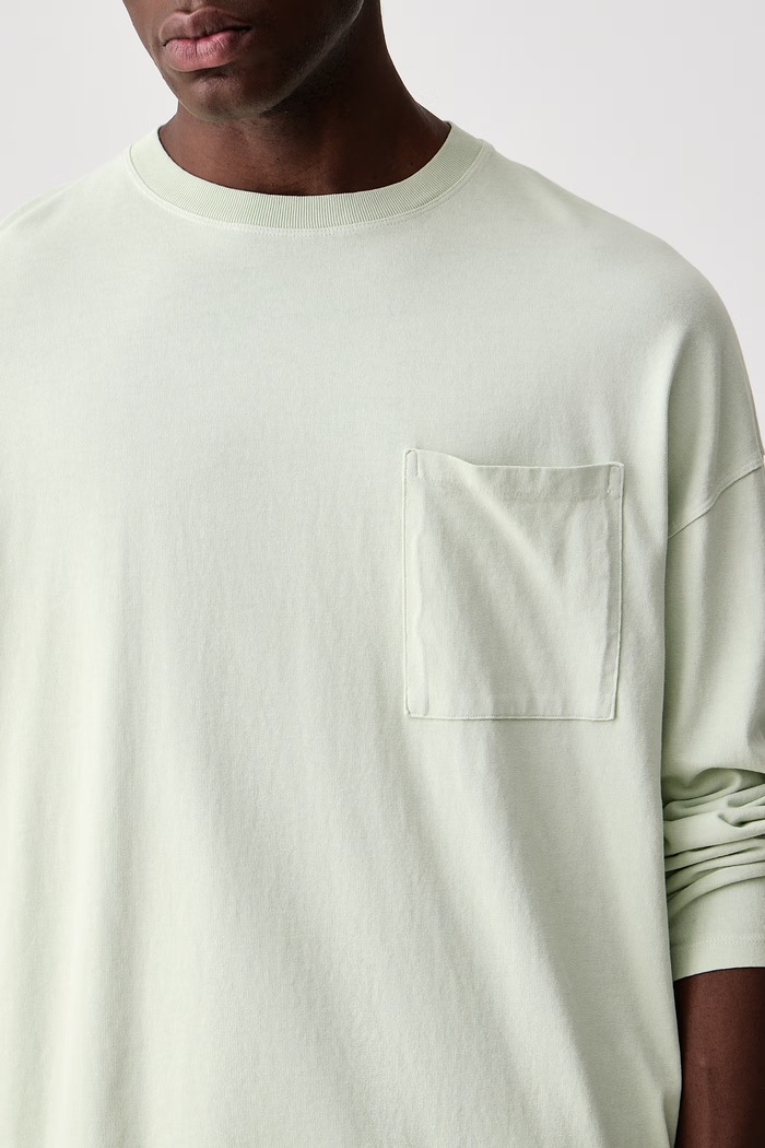 A maniche lunghe da uomo in cotone American Vintage MAFO02E verde