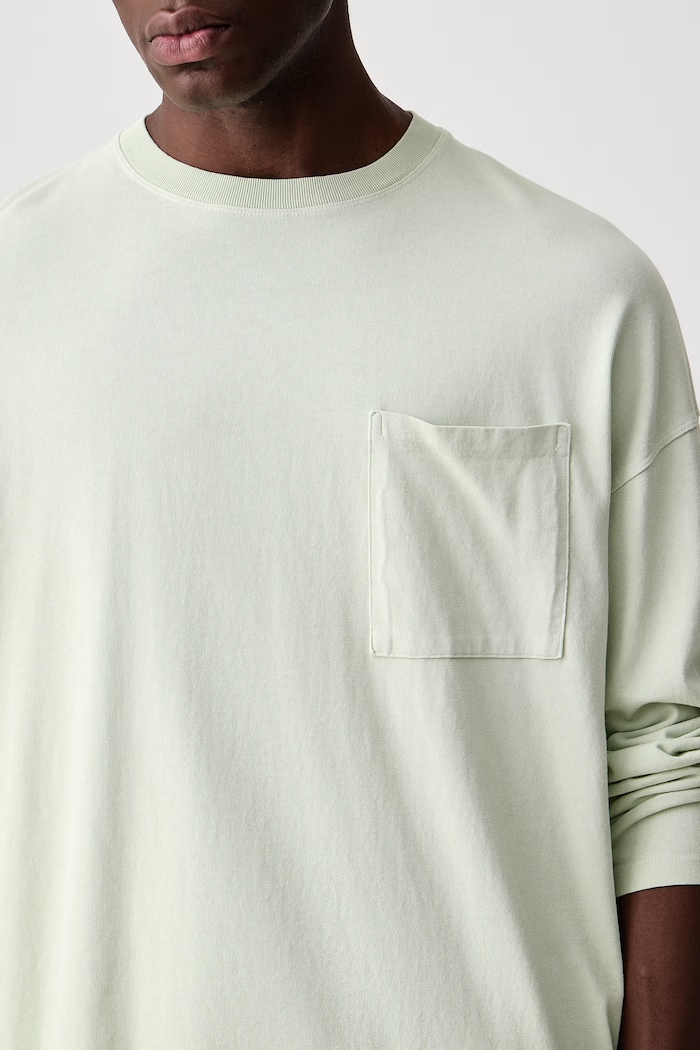 A maniche lunghe da uomo in cotone American Vintage MAFO02E verde