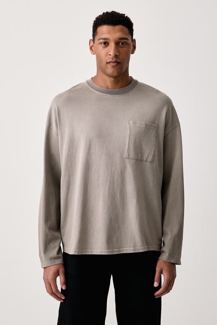 American Vintage Longsleeve męski bawełniany beżowy MAFO02E