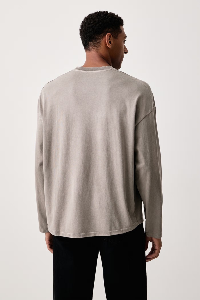 Odzież American Vintage Longsleeve męski bawełniany MAFO02E beżowy