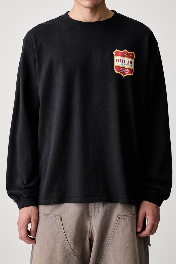 RHUDE longsleeve męski bawełniany RHPF26TT15012 czarny