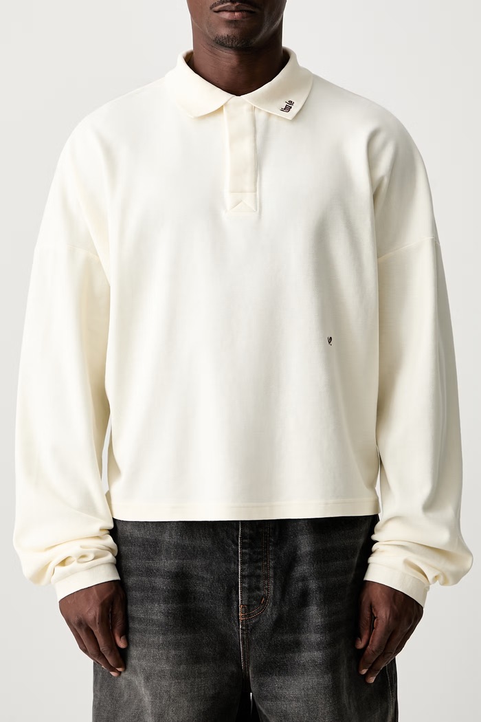 RHUDE longsleeve męski bawełniany RHPF26PO02214 beżowy