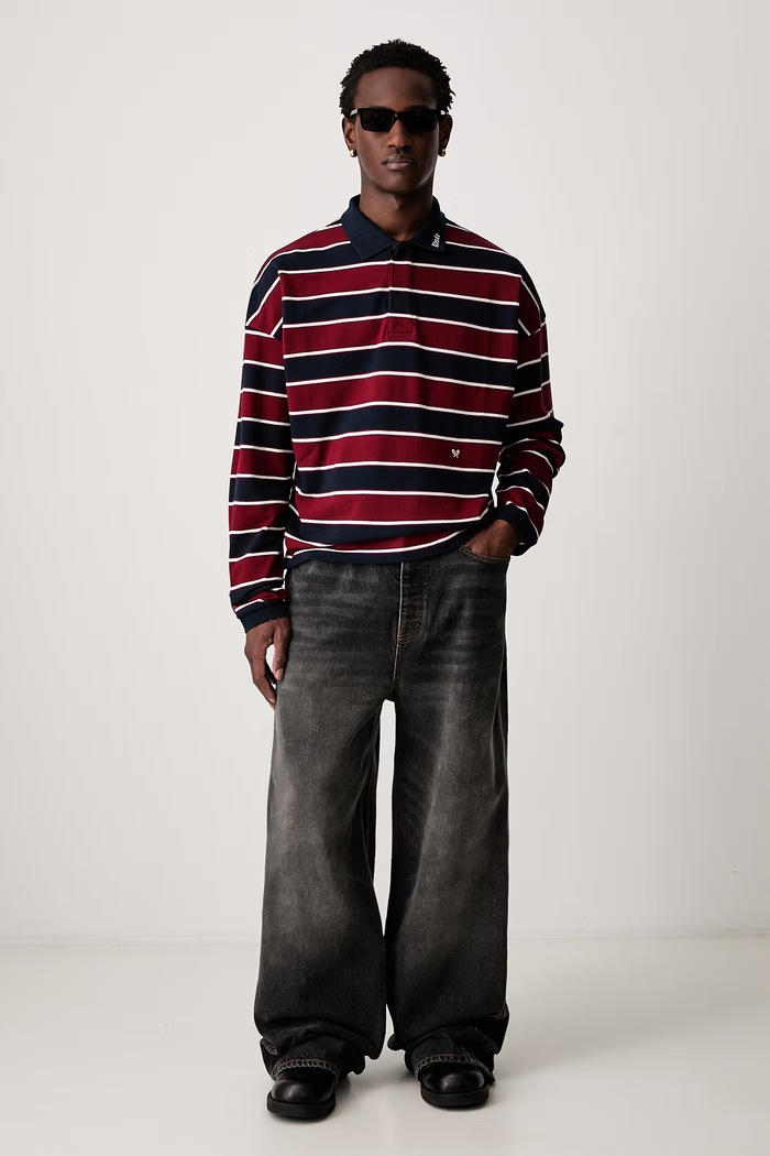 RHUDE longsleeve męski bawełniany RHPF26PO02212 czerwony AW26