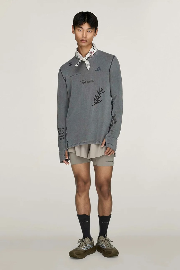 adidas Originals Adidas Running x Song For The Mute longsleeve męski z dodatkiem lyocellu KY3102 szary AW26