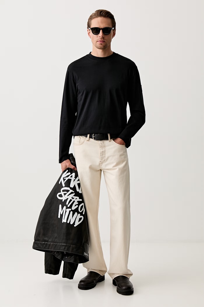Karl Lagerfeld Jeans longsleeve męski bawełniany B3M17004 czarny AW26