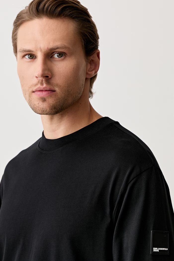 Karl Lagerfeld Jeans longsleeve męski bawełniany czarny B3M17004