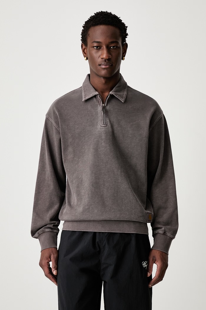 Carhartt WIP Harper Polo longsleeve męski bawełniany brązowy I036893