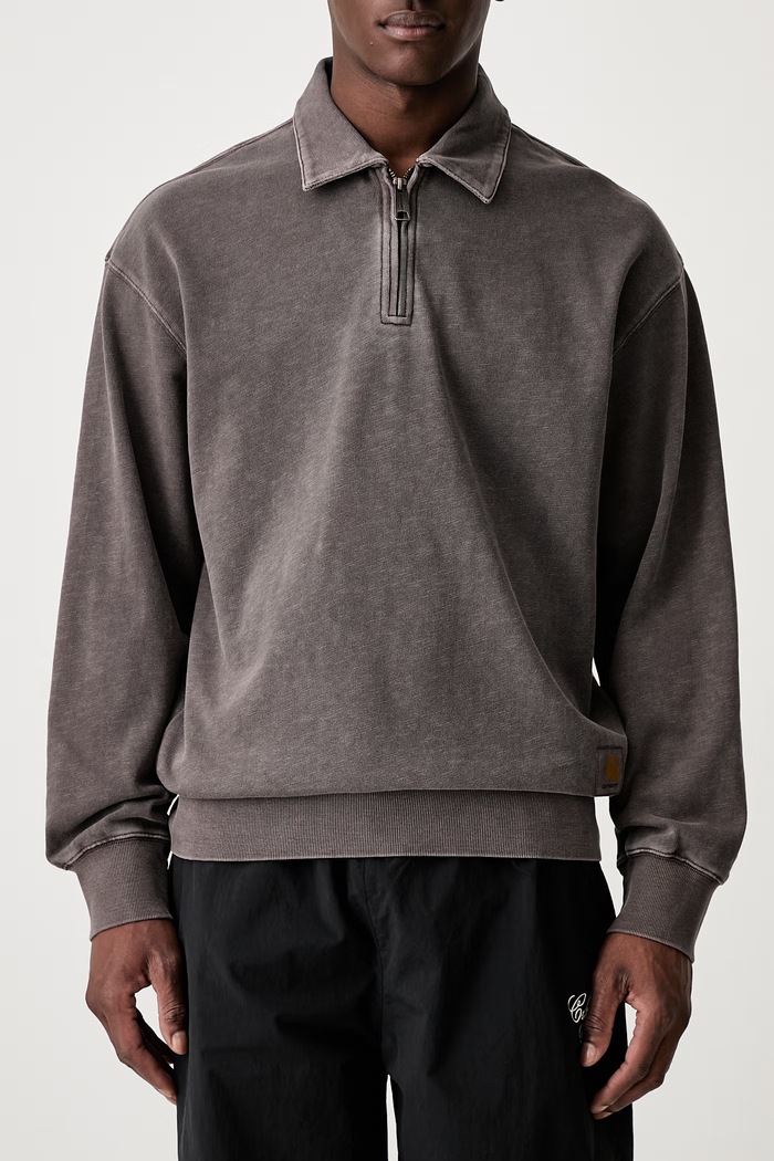 Carhartt WIP Harper Polo longsleeve męski bawełniany brązowy I036893