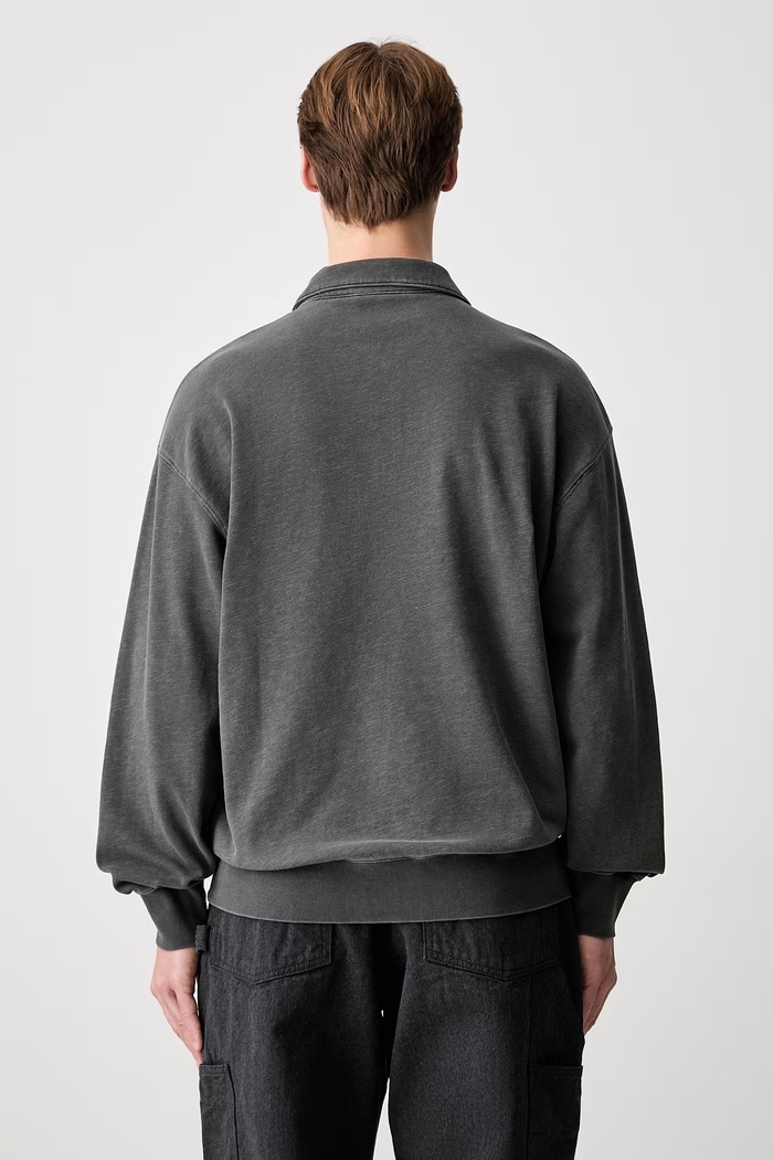 Ρούχα Carhartt WIP Harper Polo μακρυμάνικο ανδρικό βαμβακερό I036893 γκρί