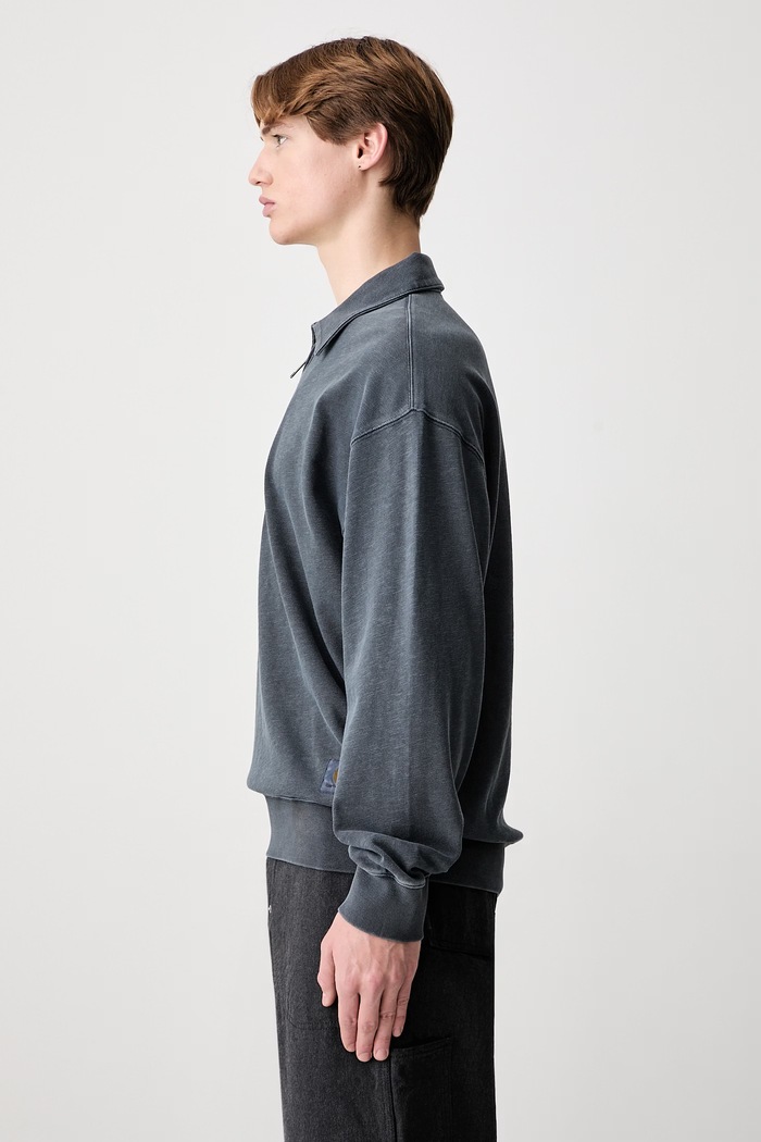Carhartt WIP Harper Polo μακρυμάνικο ανδρικό βαμβακερό I036893 γκρί AW26