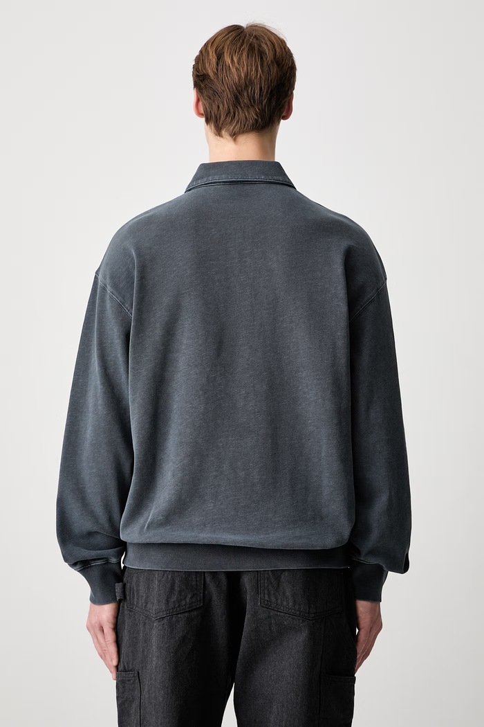 Ρούχα Carhartt WIP Harper Polo μακρυμάνικο ανδρικό βαμβακερό I036893 γκρί