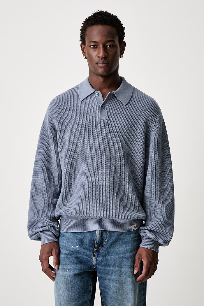 Carhartt WIP L/S Miles sweter bawełniany męski niebieski I036858