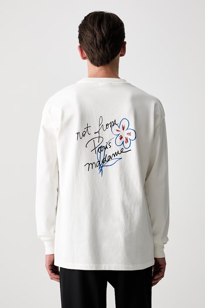 Drôle de Monsieur longsleeve męski bawełniany Esquisse Slogan biały L.TS340.CO248