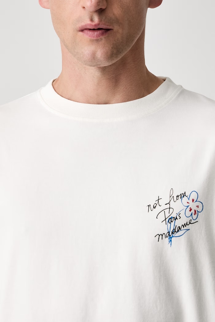 Drôle de Monsieur longsleeve męski bawełniany Esquisse Slogan biały L.TS340.CO248