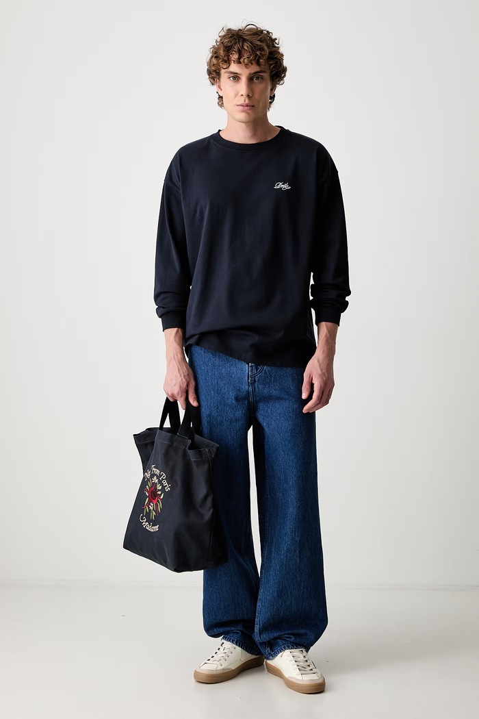 Drôle de Monsieur longsleeve męski bawełniany Belissima L.TS334.CO248 granatowy AW26