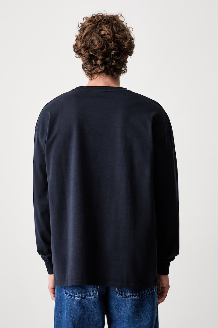 Abbigliamento Drôle de Monsieur maglietta a maniche lunghe da uomo in cotone Belissima L.TS334.CO248 blu navy