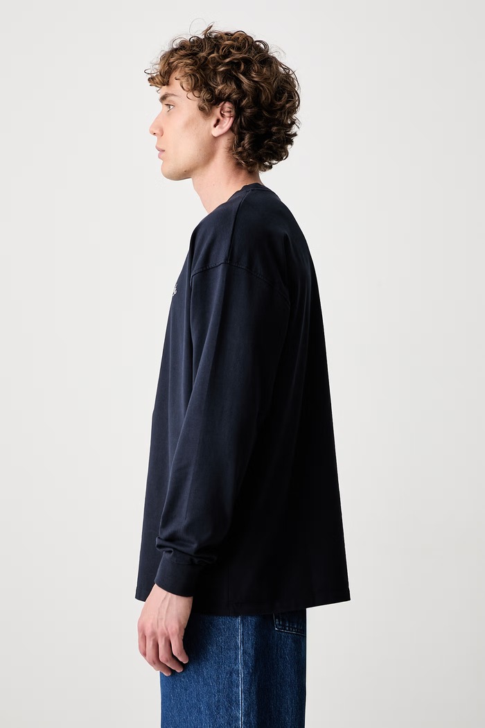 Drôle de Monsieur longsleeve męski bawełniany Belissima granatowy L.TS334.CO248