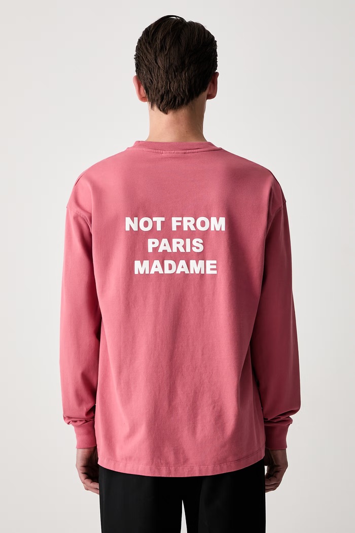 Odzież Drôle de Monsieur Slogan longsleeve męski bawełniany L.TS286.CO248 różowy