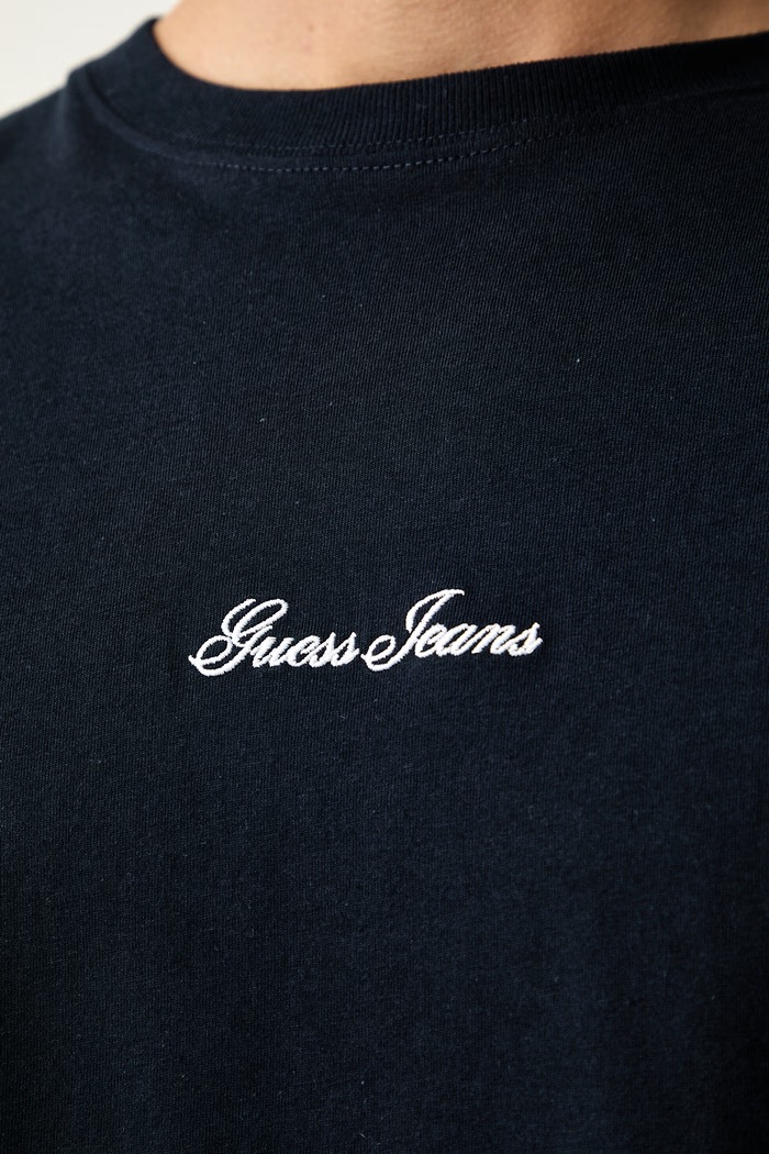 Guess Jeans tričko s dlouhým rukávem pánské bavlněné M6YI30.K4181 námořnická modř