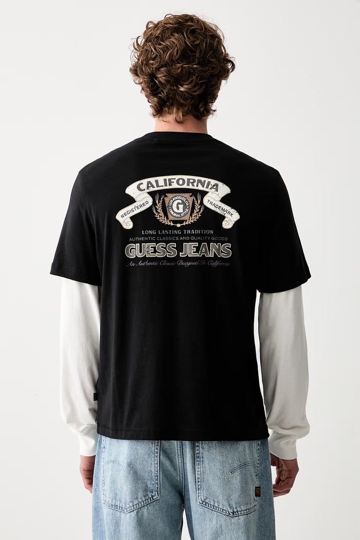 Odzież Guess Jeans longsleeve męski bawełniany M6YI04.K3644 czarny