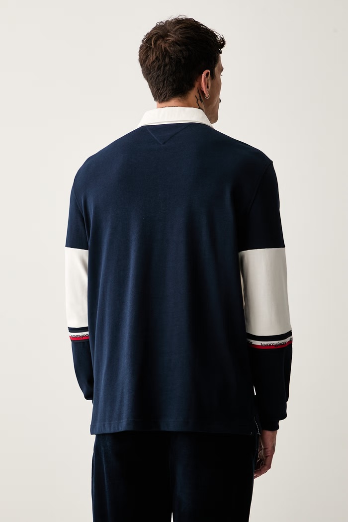 Oblečení Tommy Jeans tričko s dlouhým rukávem pánské bavlněné DM0DM23161 námořnická modř