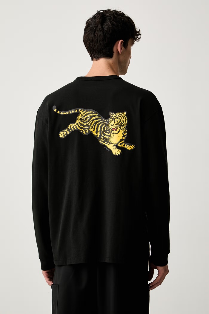 Kenzo longsleeve męski bawełniany czarny FG65TL3644SG