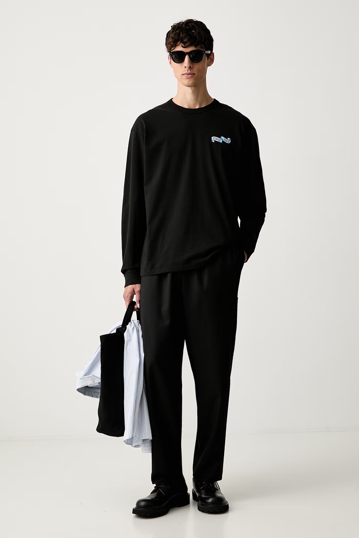Kenzo longsleeve męski bawełniany FG65TL3644SG czarny AW26