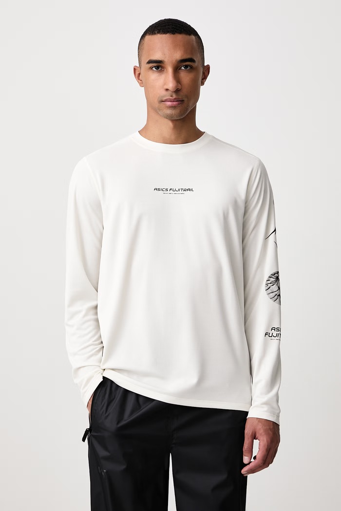 Asics Longsleeve do biegania męski FUJITRAIL LOGO LS TOP biały 2011D525.100