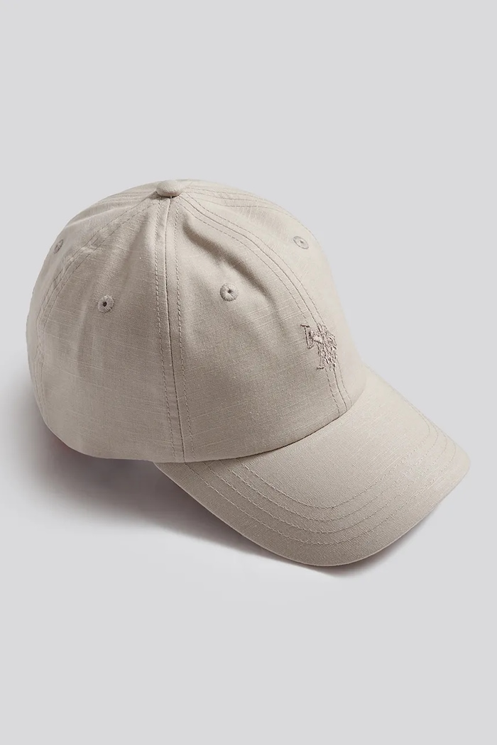 U.S. Polo Assn. Czapka z daszkiem dziecięca z dodatkiem lnu beżowy USP4707