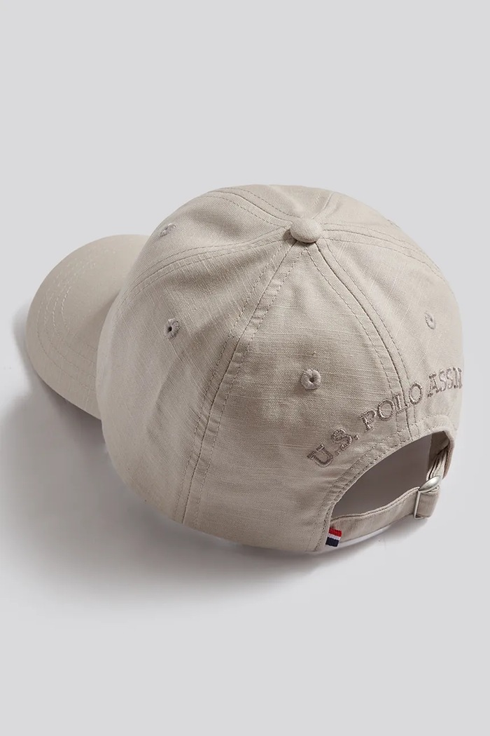U.S. Polo Assn. Czapka z daszkiem dziecięca z dodatkiem lnu USP4707 beżowy AW26
