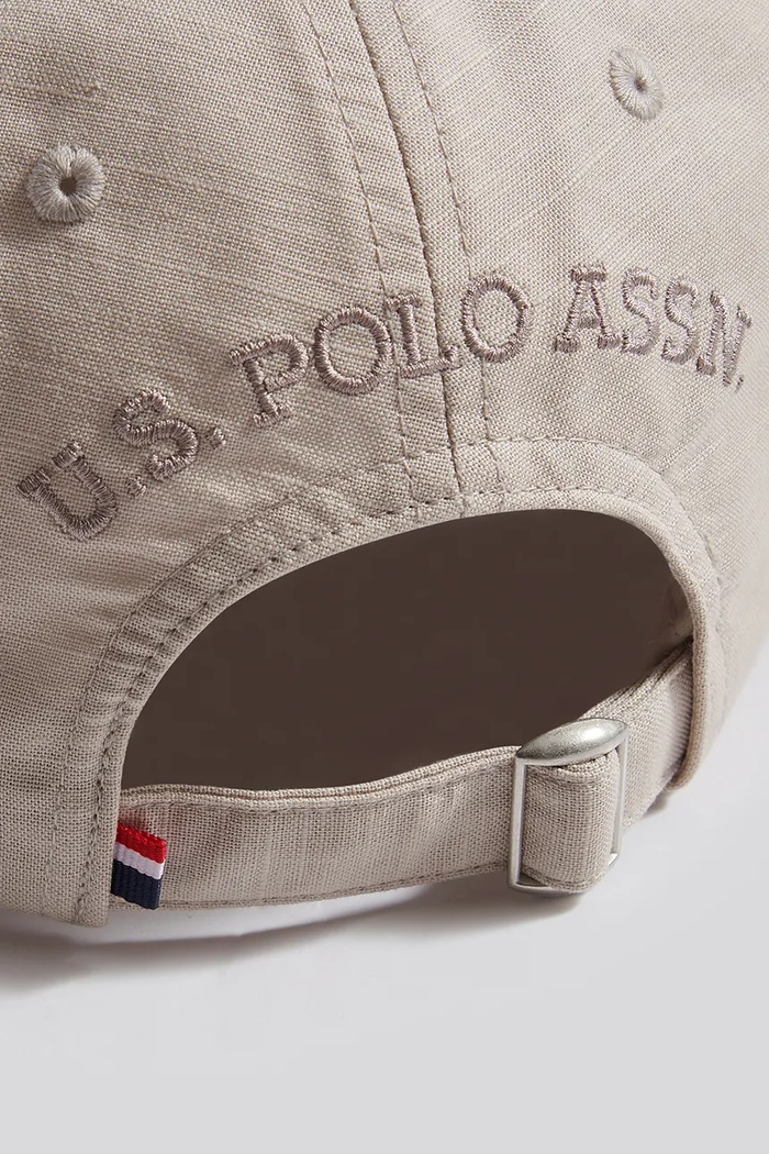Chłopiec U.S. Polo Assn. Czapka z daszkiem dziecięca z dodatkiem lnu USP4707 beżowy