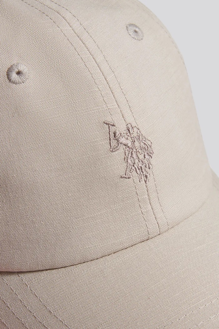 Czapka z daszkiem dziecięca z dodatkiem lnu U.S. Polo Assn. USP4707 beżowy