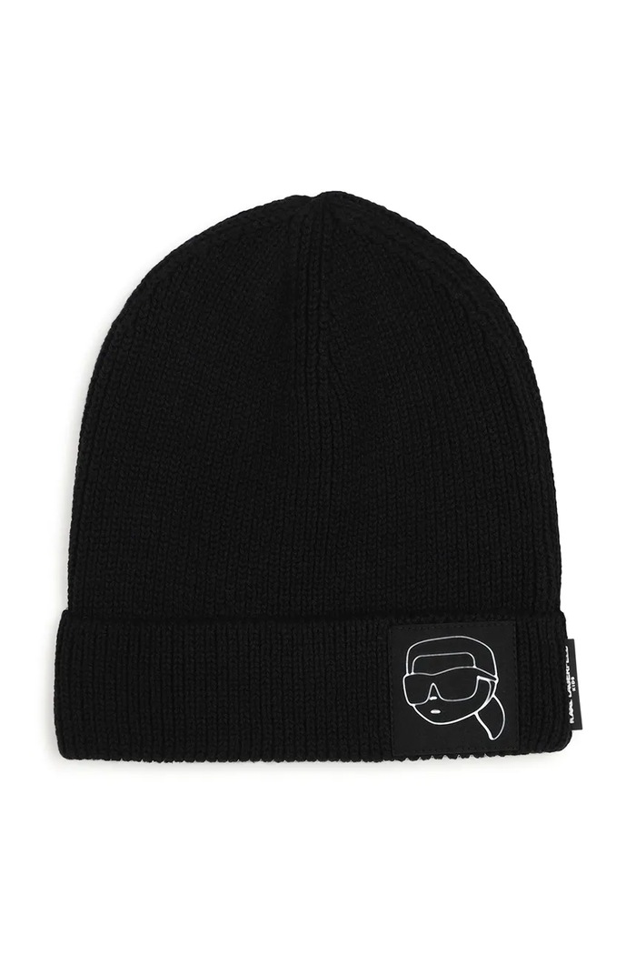 Karl Lagerfeld Beanie kapa za djecu od pamuka crna Z31442