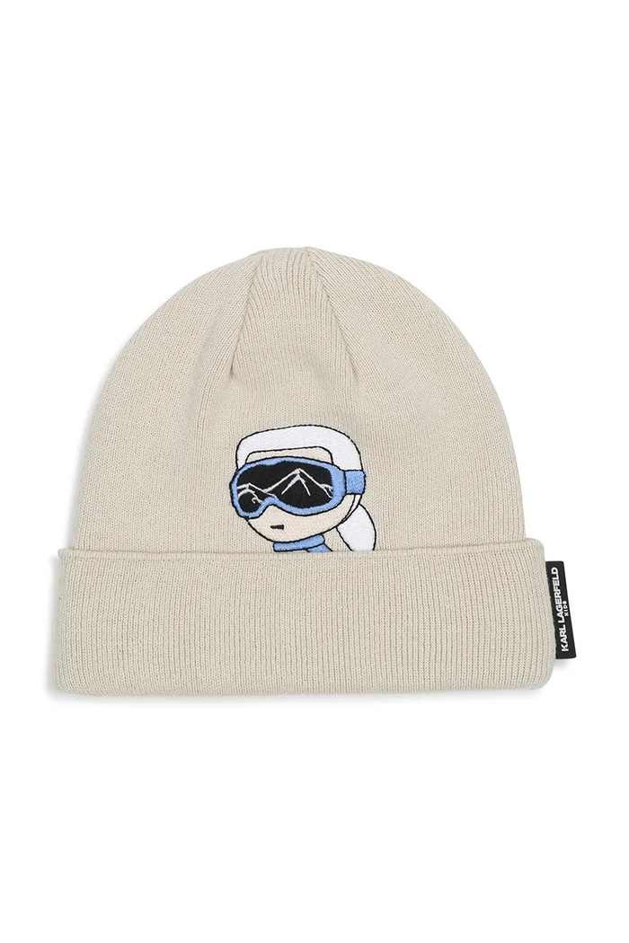 Karl Lagerfeld Beanie kapa za djecu od pamuka bež Z31421