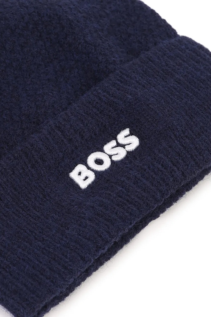Момче BOSS Шапка с помпон за деца J53576 тъмносин