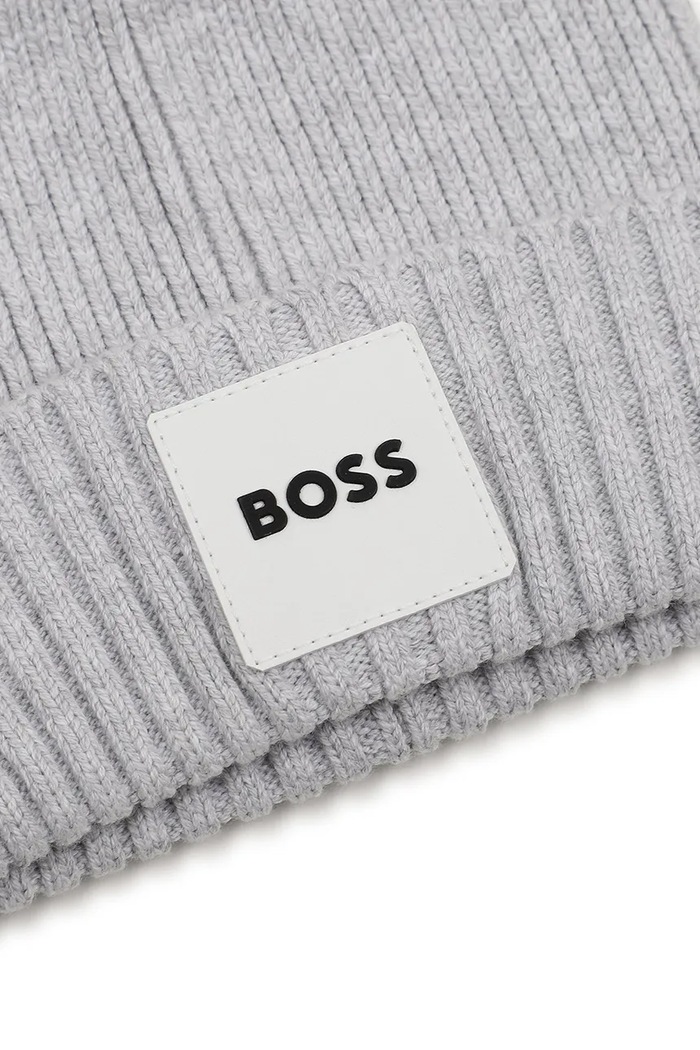 Chłopiec BOSS Czapka beanie dziecięca J53628 szary