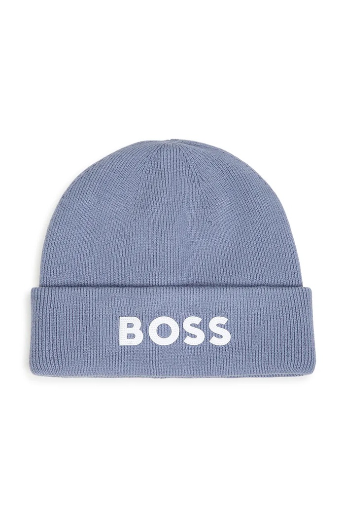 BOSS Pletená čepice dětská s viskózou modrá J53584.52.54