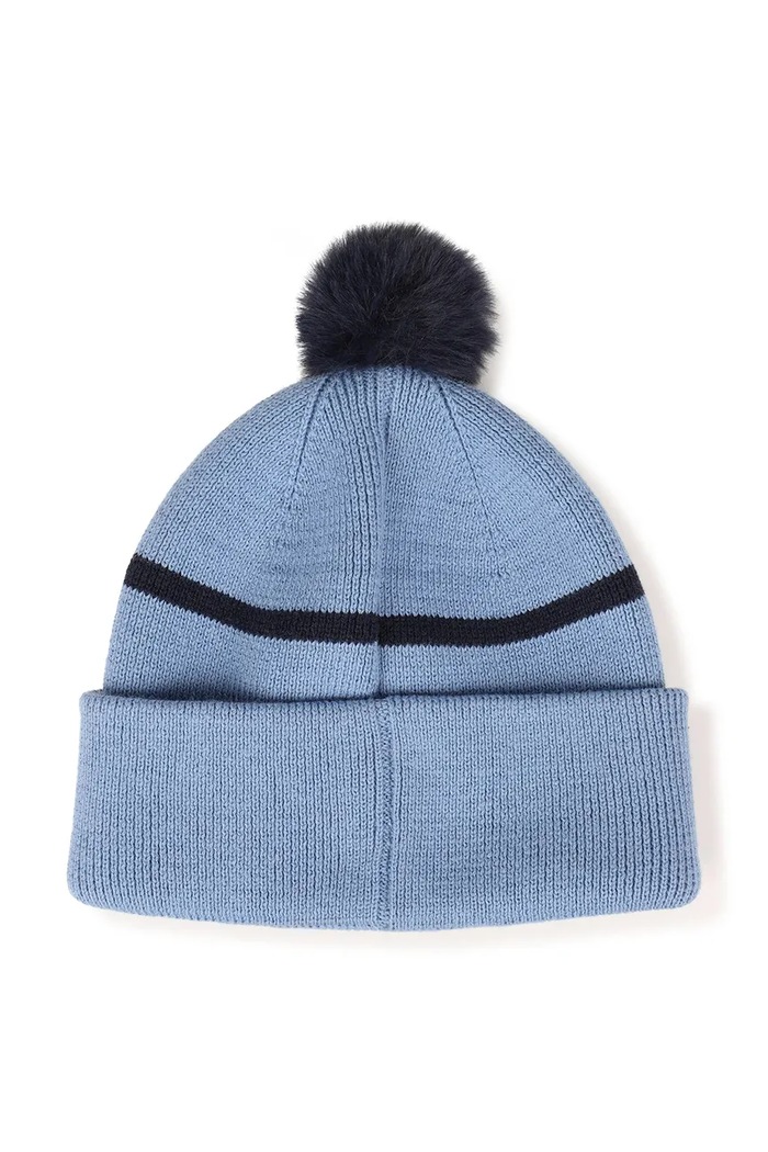 BOSS Czapka z pomponem dziecięca bawełniana J53566 niebieski AW26