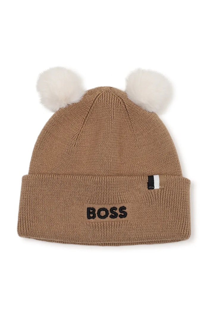BOSS Čepice s bambulí dětská hnědá J53567