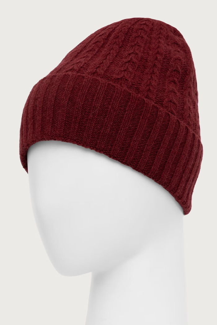 United Colors of Benetton Czapka beanie damska z wełną 6I68VA00M bordowy AW26