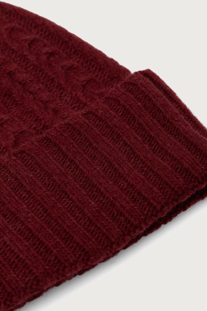 Akcesoria United Colors of Benetton Czapka beanie damska z wełną 6I68VA00M bordowy