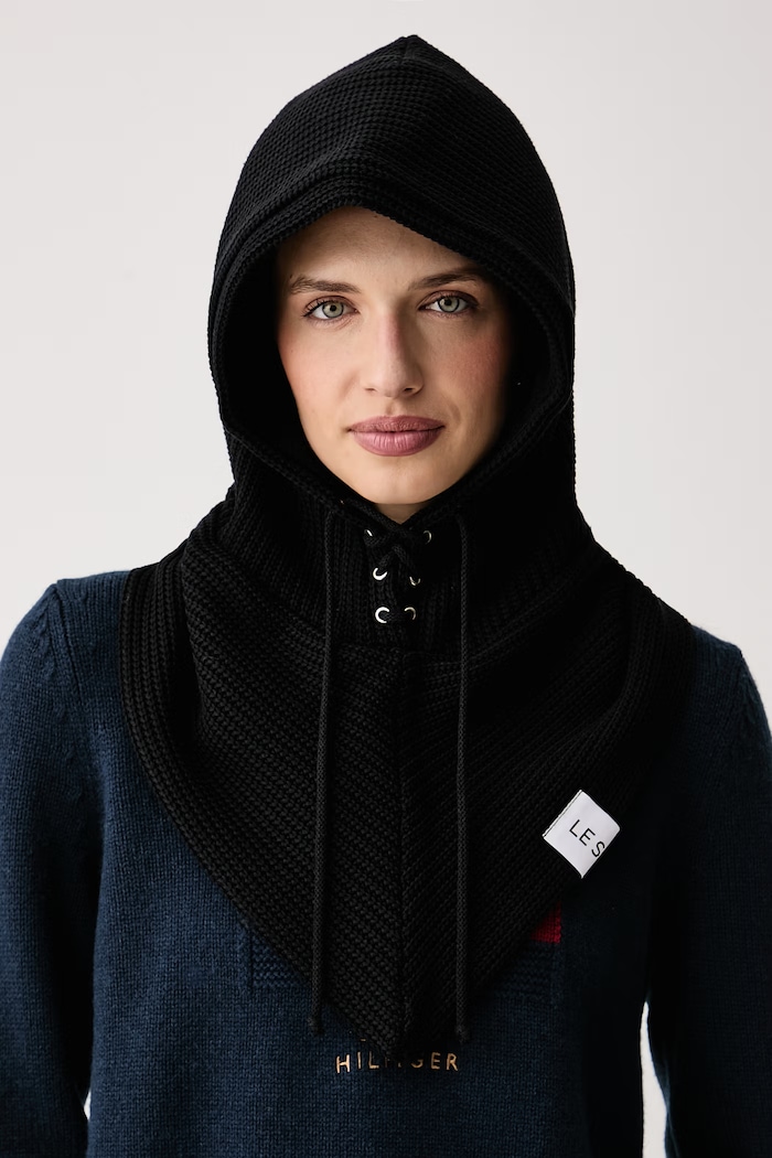 LE SH KA headwear Kaptur damski z bawełną Black Balaclava czarny BlackBalaclava