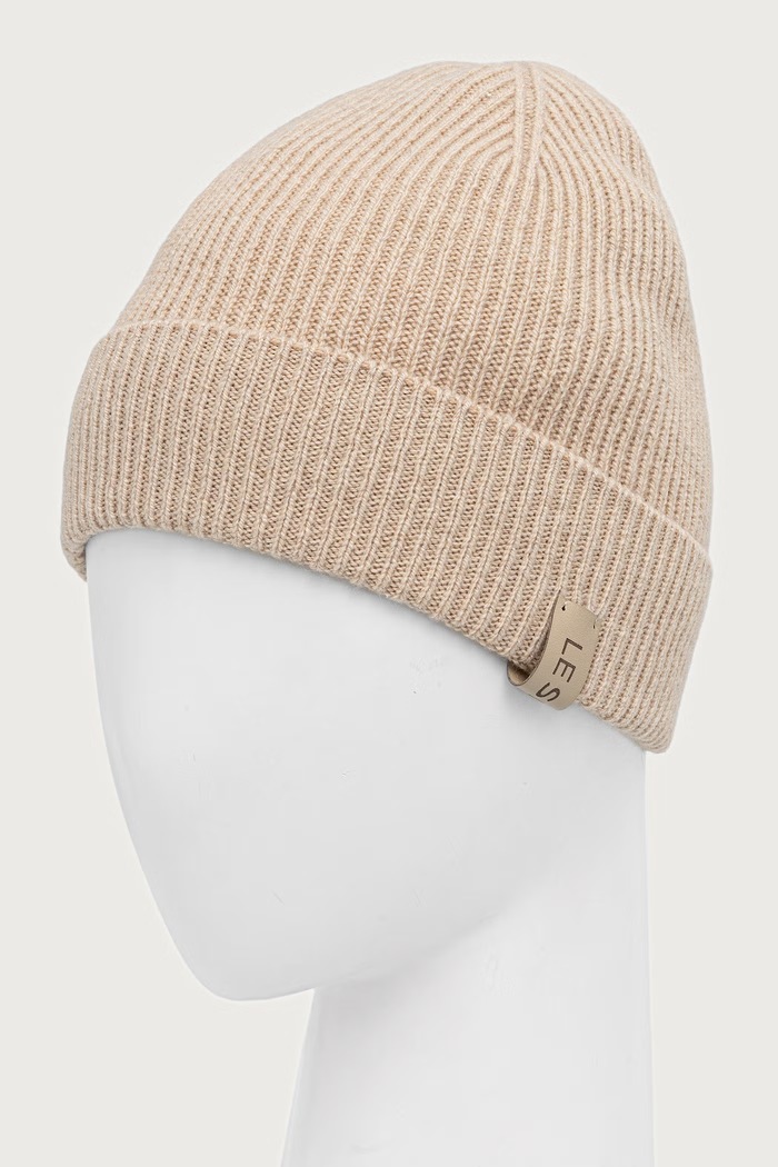 Doplnky LE SH KA headwear LE SH KA čiapka beanie dámska vlnená Beige Cashnere Hat BeigeCashnereHat béžová