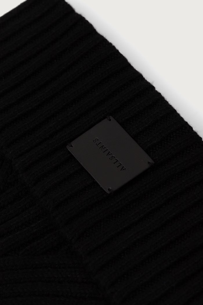 Akcesoria AllSaints Czapka damska z dodatkiem wełny W079XF czarny