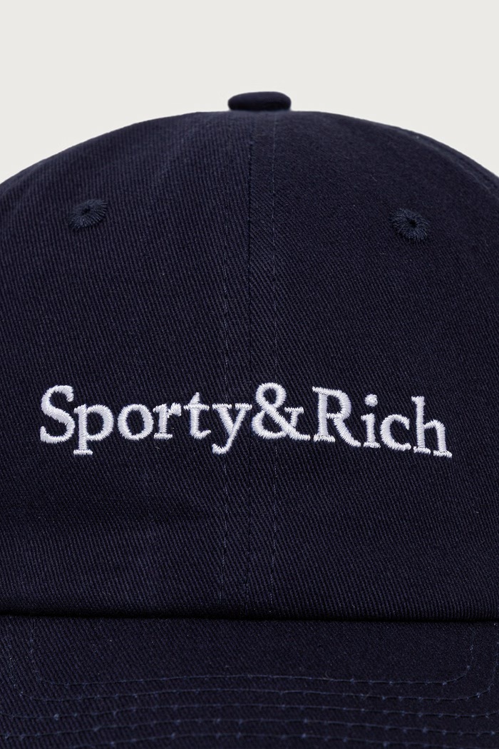 Sporty & Rich Serif Logo berretto con visiera in cotone da donna AC04084300BL106 blu navy AW26