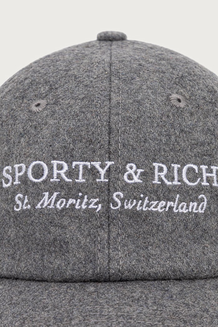 Sporty & Rich Signature Logo czapka bejsbolówka z wełną damska AC08082326GY34 szary AW26
