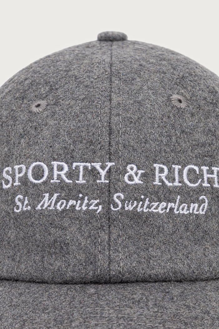 Sporty & Rich Signature Logo czapka bejsbolówka z wełną damska AC08082326GY34 szary AW26